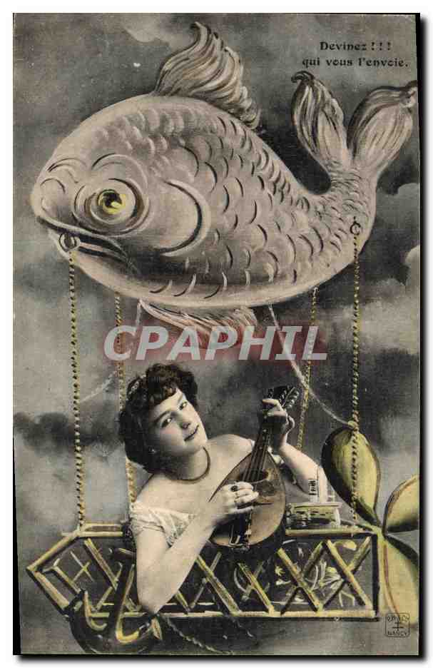 Femme jouant de la mandoline dans un ballon à poissons — éditeur ORNÉS & MASSY