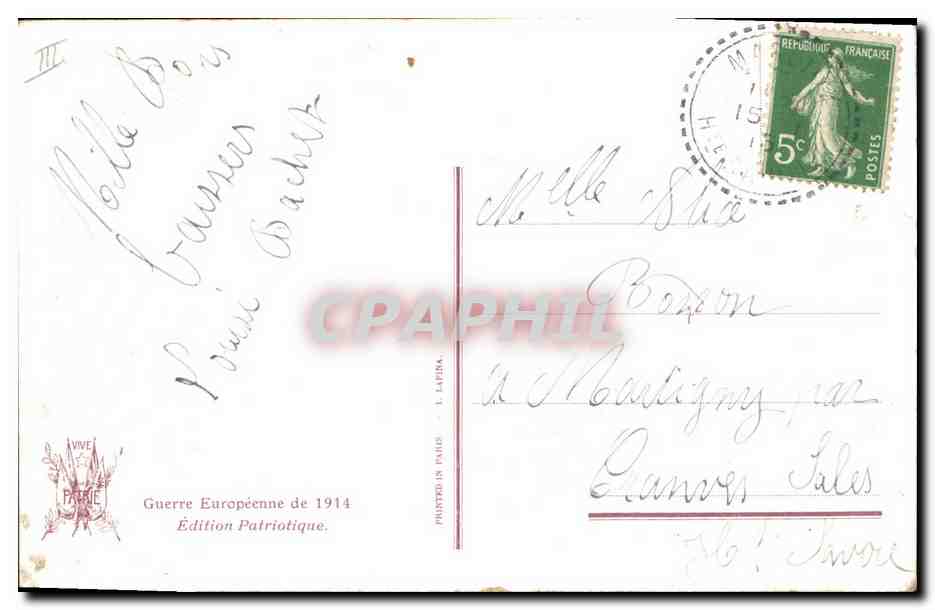 CPA Militaria General de Castelnau  — Verso