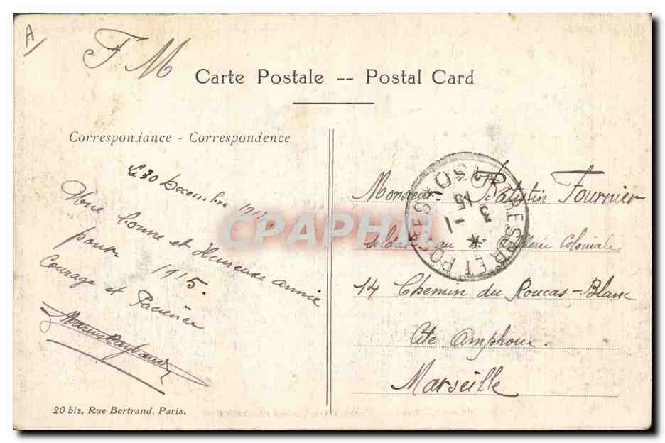 Guerre 1914 — Général C. de Castelnau — H.B. — Verso