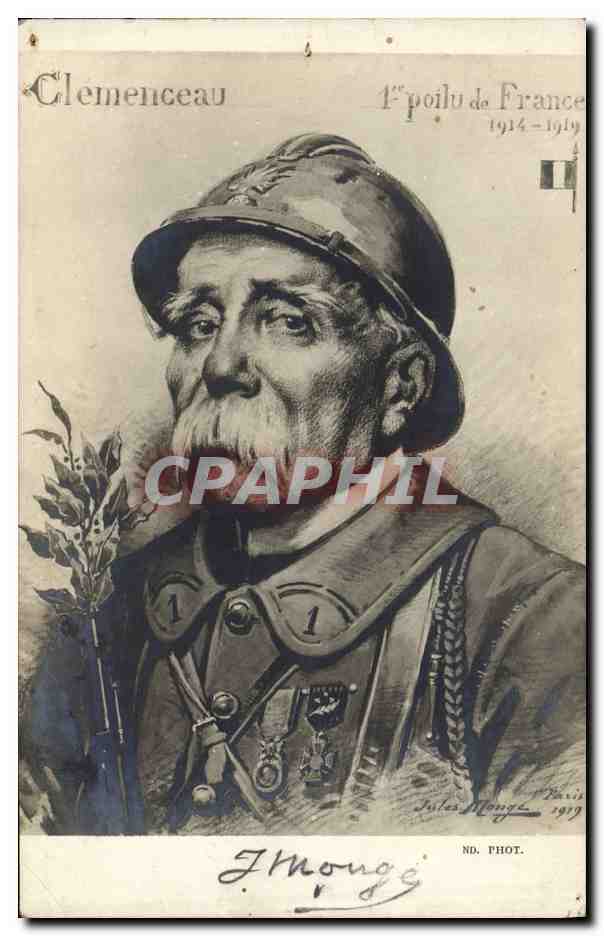 CPA Militaria Clemenceau 1er poilu de France 