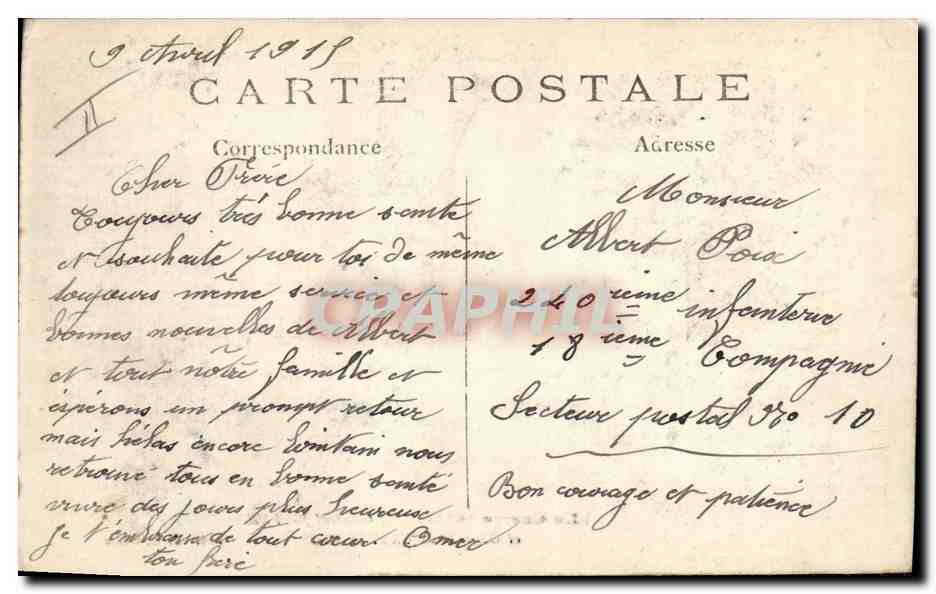 CPA Militaria General Joffre et General de Castelnau  — Verso