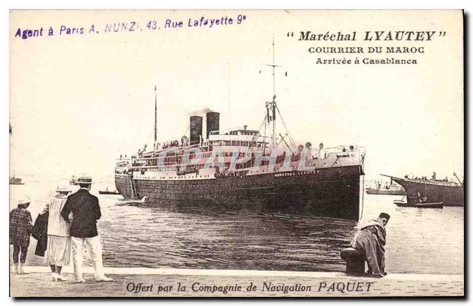 Ankunft des Dampfers "Maréchal Lyautey" in Casablanca — Compagnie de Navigation Paquet