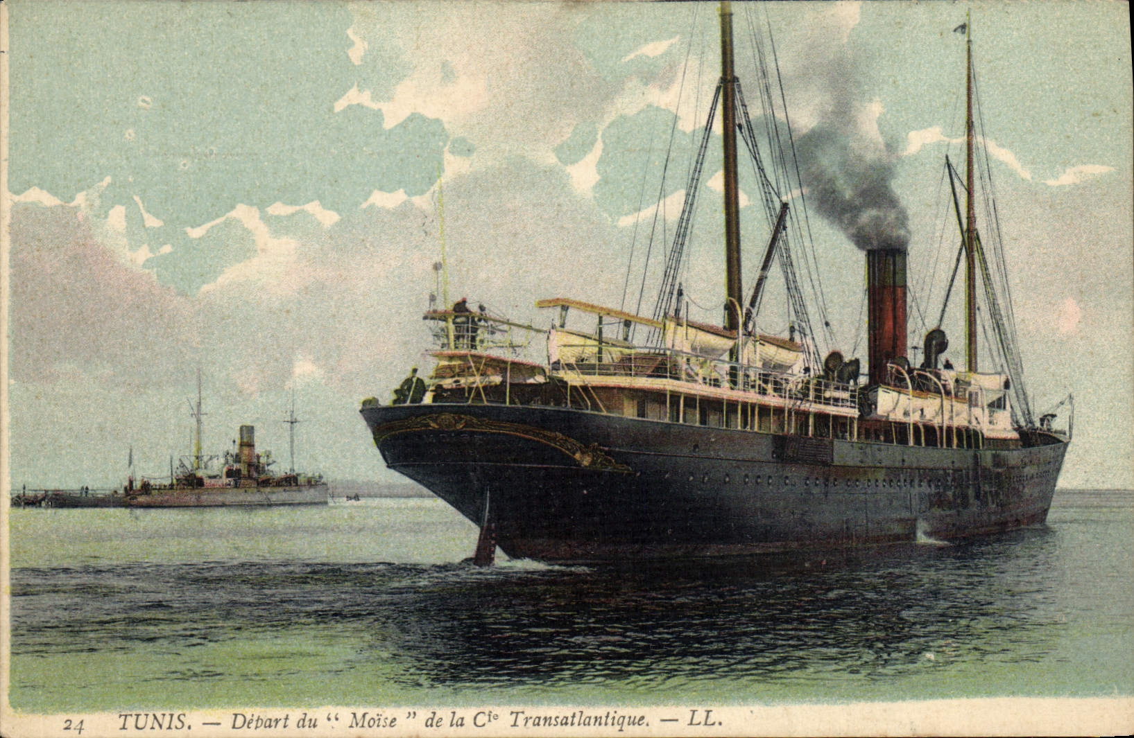 Tunis — Départ du "Moïse" de la Cie Transatlantique — LL