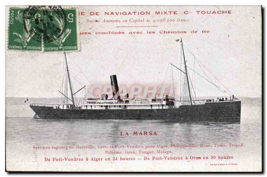 Der Dampfer LA MARSAA — Gesellschaft für gemischte Schifffahrt C. Touache — Verleger: P. R. & C. Puteaux