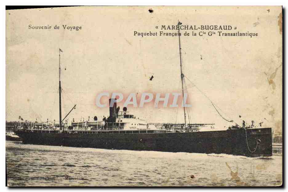 CPA Bateau Marechal Bugeaud Paquebot Francais de la Cie Gle Transatlantiuque 