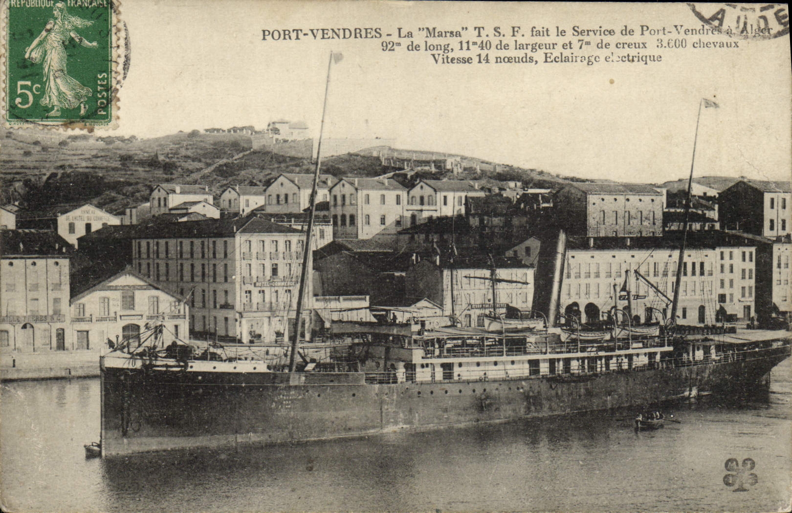 Port-Vendres — Le vapeur 'Marsa' T.S.F. — éditeur inconnu, n° de série non visible