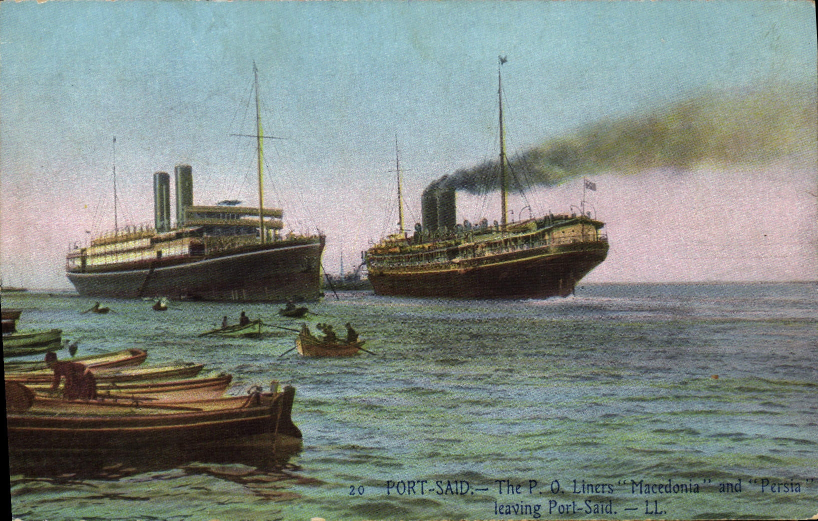 CPA Bateau Port Said The Po liners Macedonia and Perssia leaving Port Said 