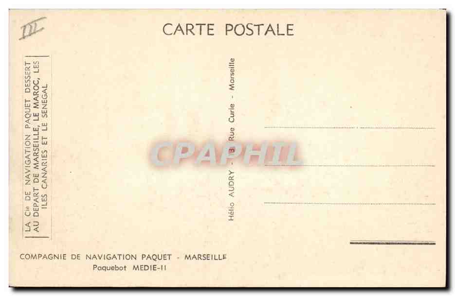 CPA Bateau Compagnie de Navigation Mixte Parquet Marseille Paquebot Medie II  — Verso