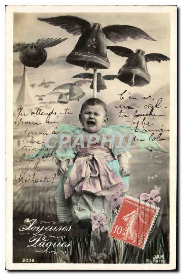 CPA Cloche Enfant Bebe Paques