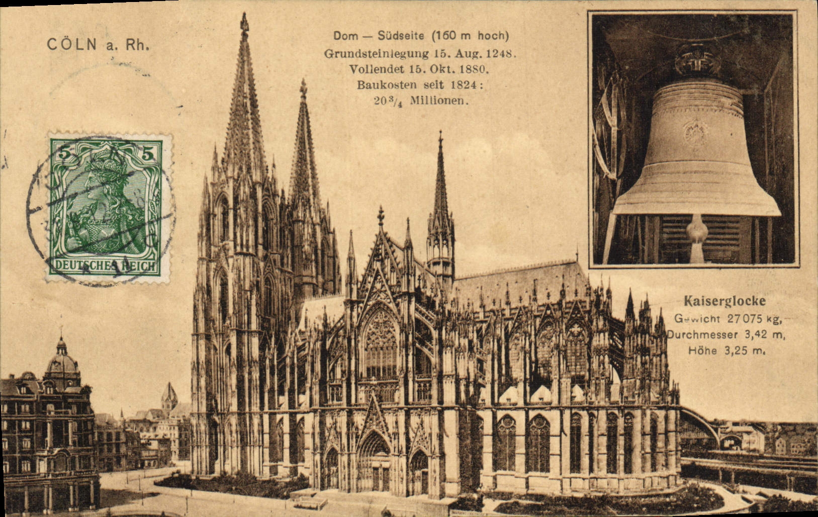 Cologne - Cathédrale Notre-Dame - Vue sud - éditeur Verlag Gg. Grossgund W. W. Coln, n° 11