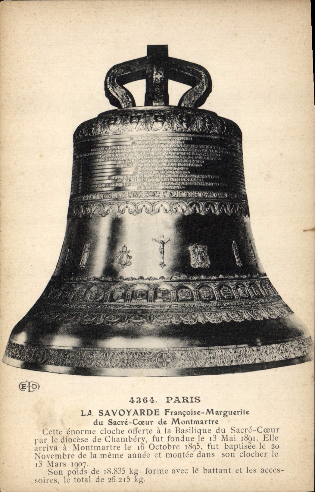 La Savoyarde — cloche de la Basilique du Sacré-Cœur de Montmartre — ELD, n° 4364