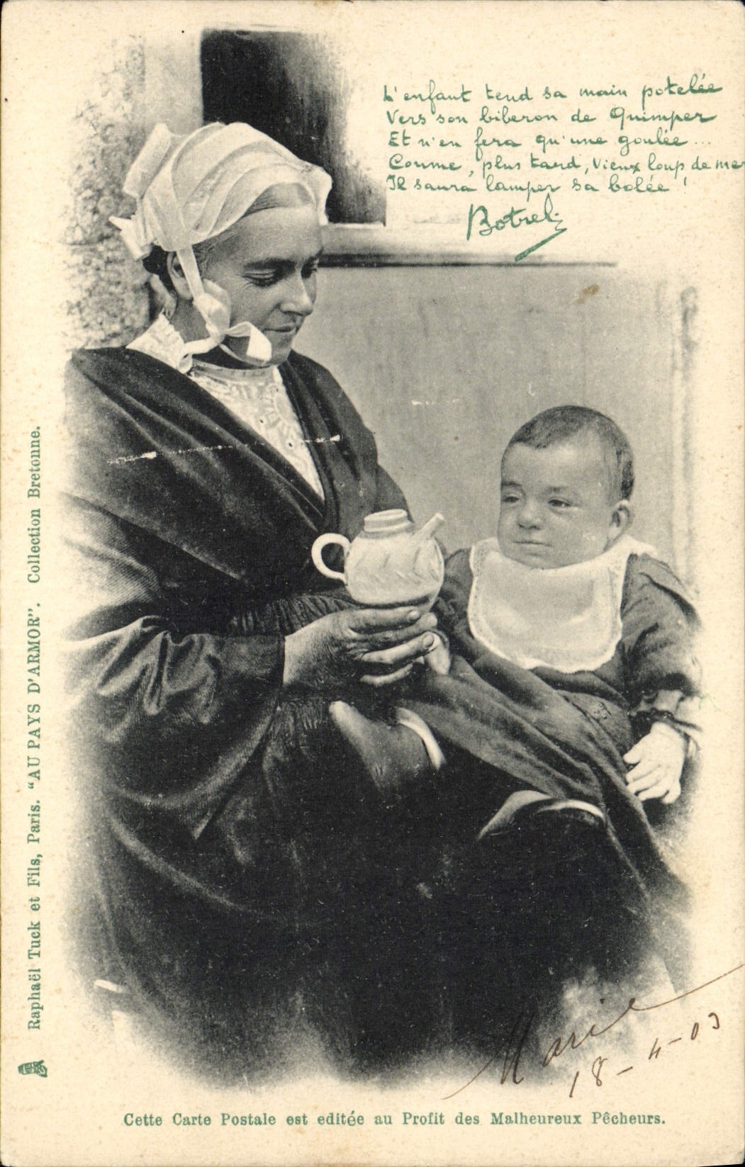 CPA Folklore Botrel Femme Enfant 