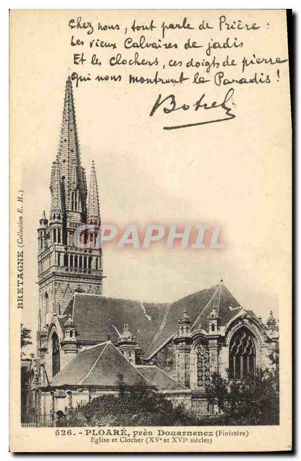 CPA Folklore Botrel Ploare pres Douarnenez Eglise et clocher 