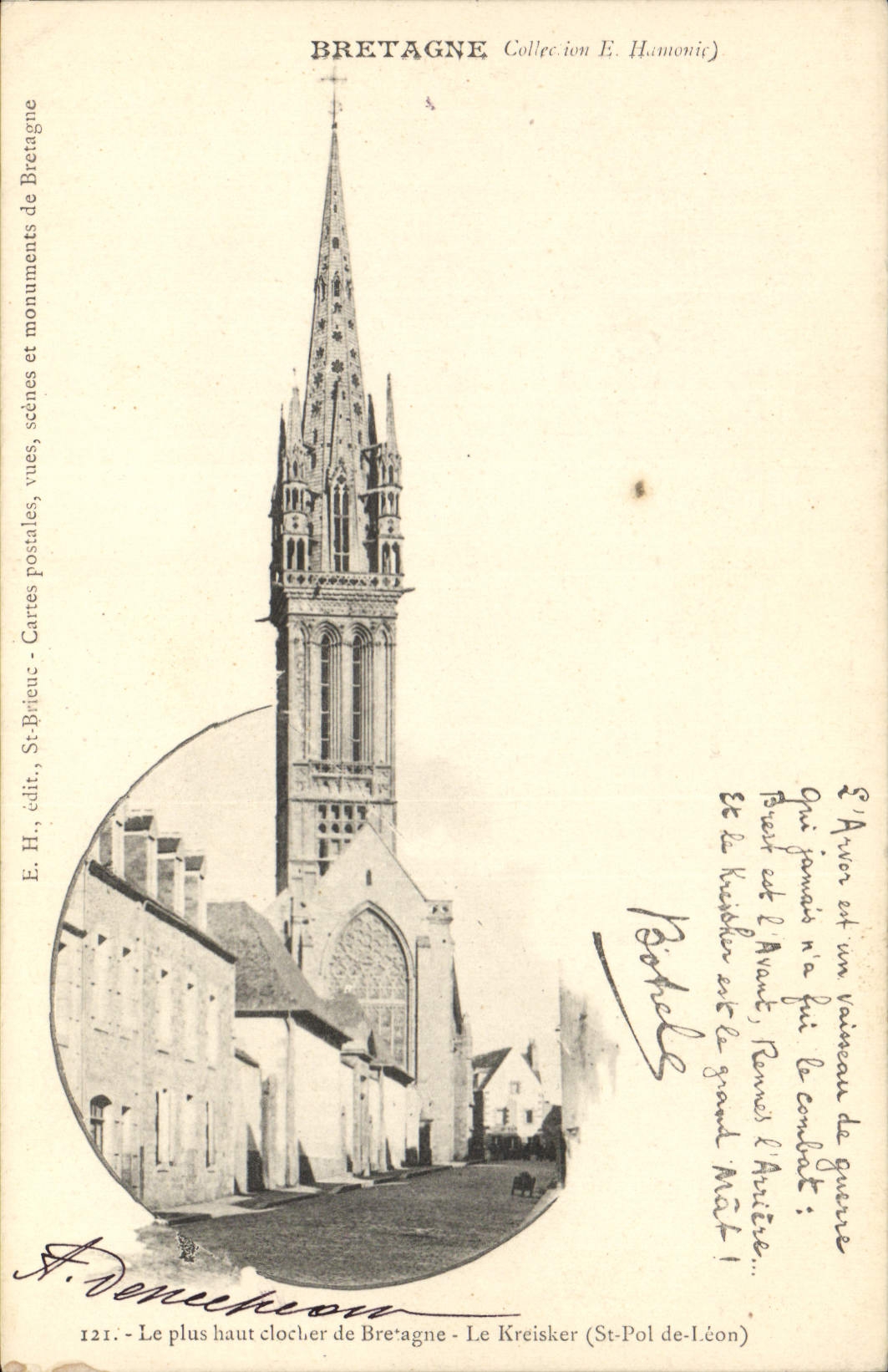 CPA Folklore Botrel Clocher Le Kreisker St Pol de Leon 