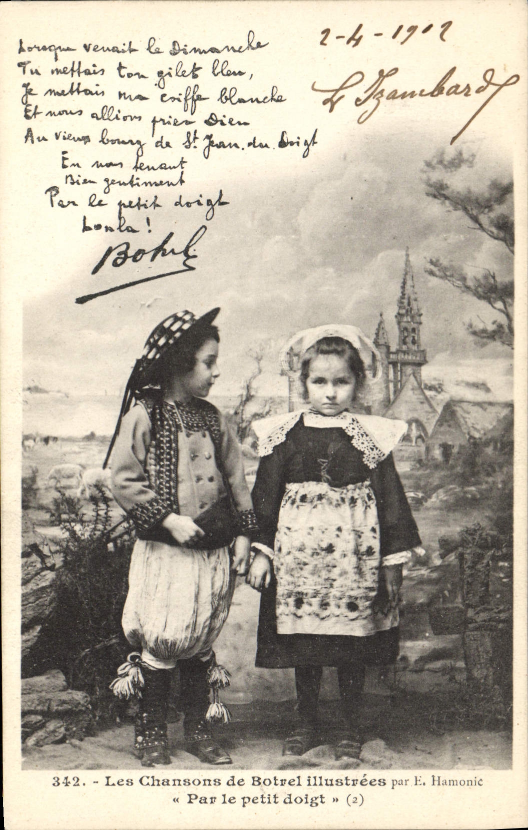 CPA Folklore Les chansons illustrees de Th Botrel Par le petit doigt 