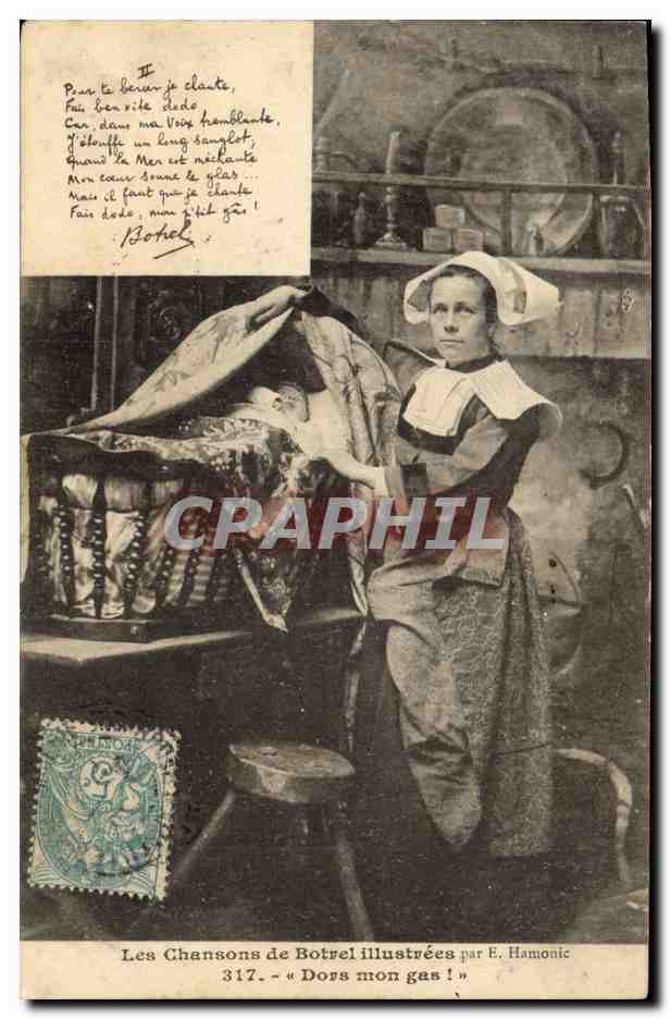 CPA Folklore Les chansons illustrees de Th Botrel Dors mon gas ! 