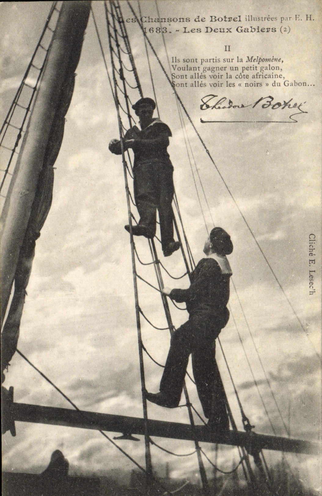 CPA Folklore Les chansons illustrees de Th Botrel Les deux Gabiers Marins 