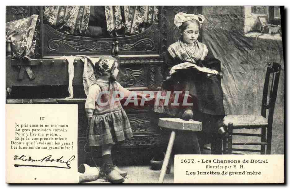 CPA Folklore Les chansons illustrees de Th Botrel Les lunettes de grand mere 