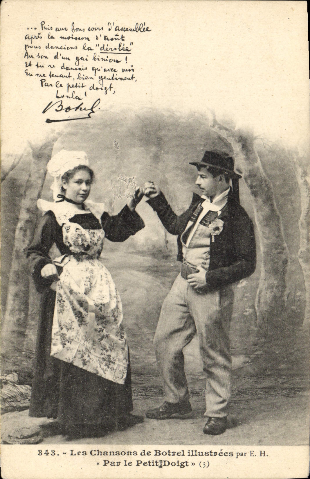 CPA Folklore Les chansons illustrees de Th Botrel Par le petit doigt 