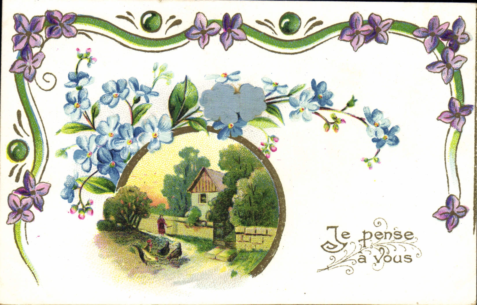 Jardin avec maison — décor floral — J.C. Paris n° 508