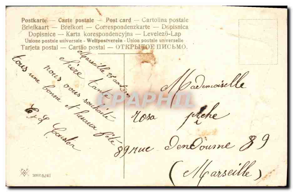 CPA Fantaisie Fleurs Fer a cheval Trefle Coeur  — Rückseite