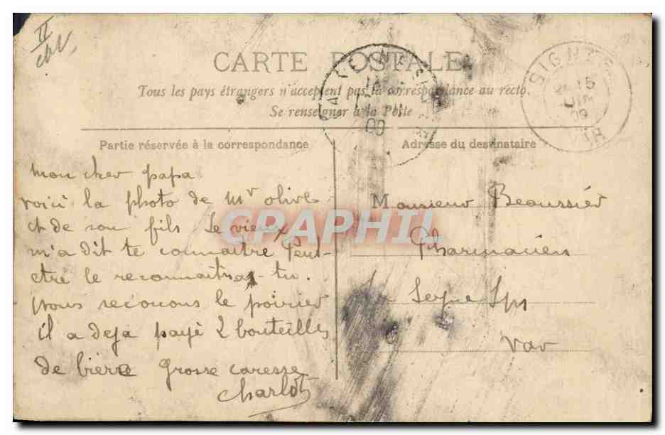 CARTE PHOTO Chasse Chasseurs Chien — Verso