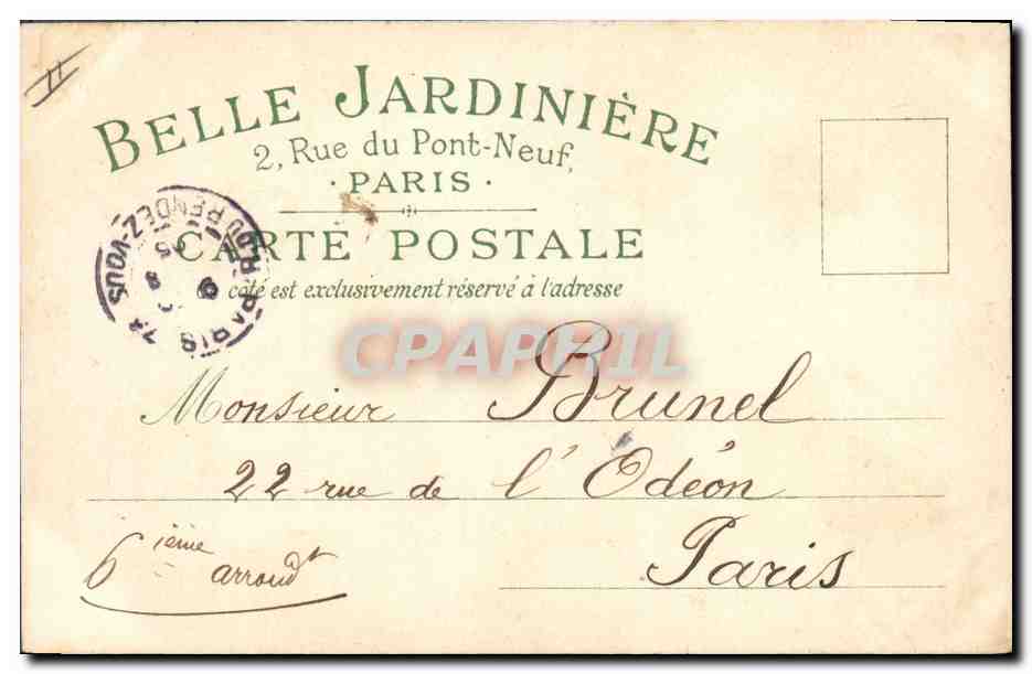 CPA Fantaisie Illustrateur Femmes La Belle Jardiniere Rue du Pont Neuf Paris  — Back