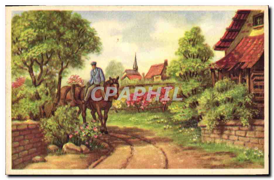 CPA Fantaisie Illustrateur Cheval 
