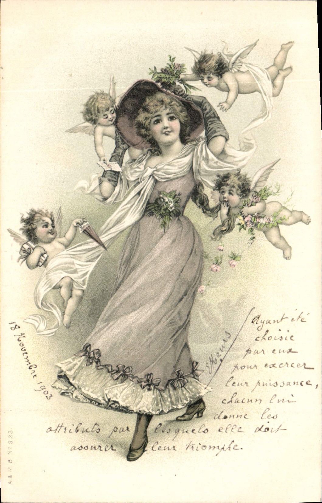 CPA Fantaisie Illustrateur Femme Anges Enfants 