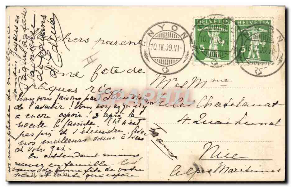 CPA Fantaisie Illustrateur Poussins Zeppelin Dirigeable Poule Aviation  — Verso