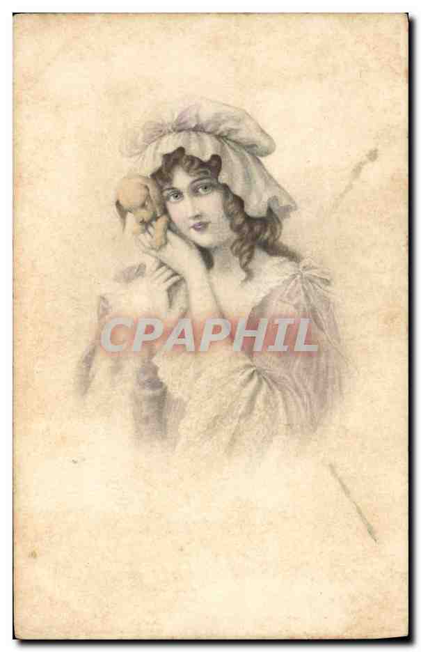 CPA Fantaisie Illustrateur Femme Chien 