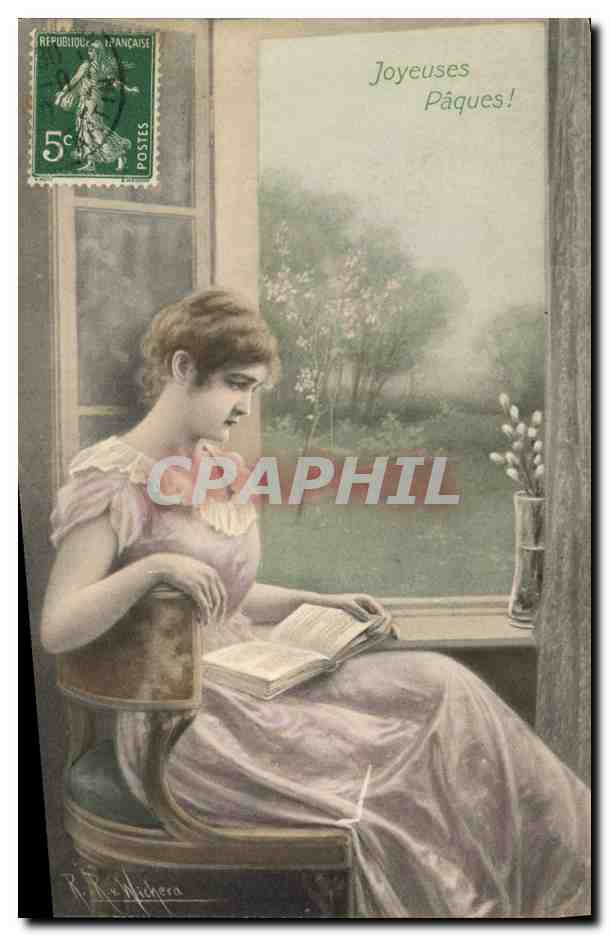 CPA Fantaisie Illustrateur Femme Paques