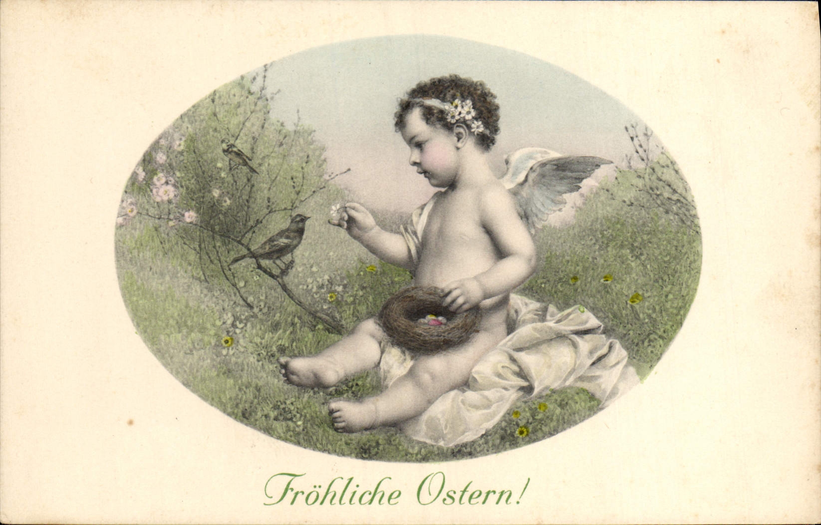 CPA Fantaisie Illustrateur Enfant Oiseau Ange 
