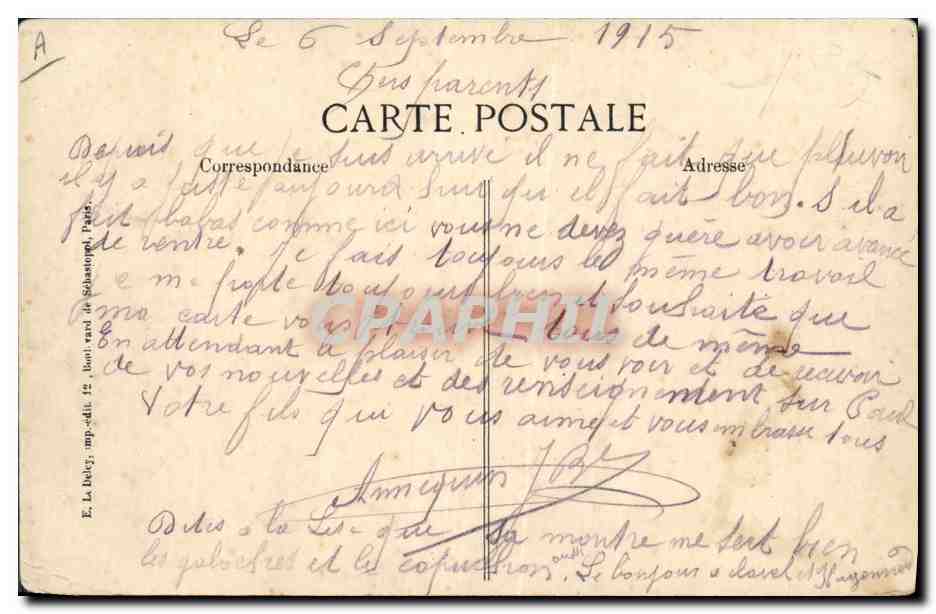 Nos poilus en Alsace — 1914-15 — Vivé, Paris N° 1921 — Reverso