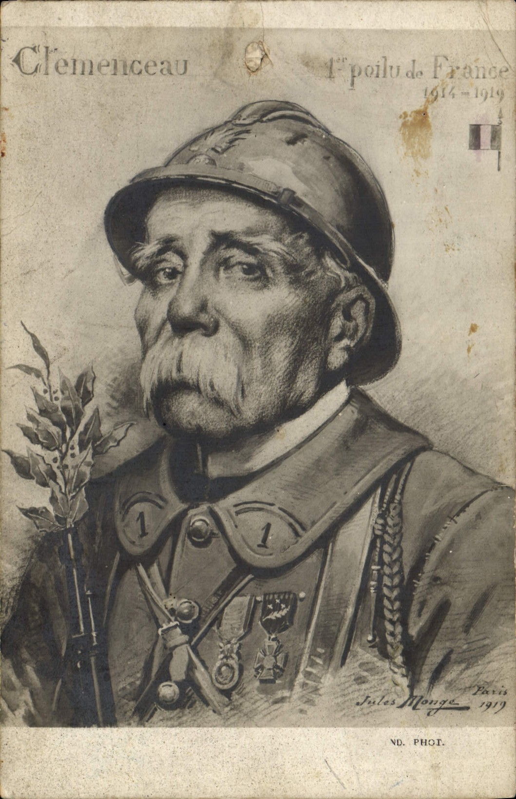 CPA Militaria Clemenceau 1er poilu de France 