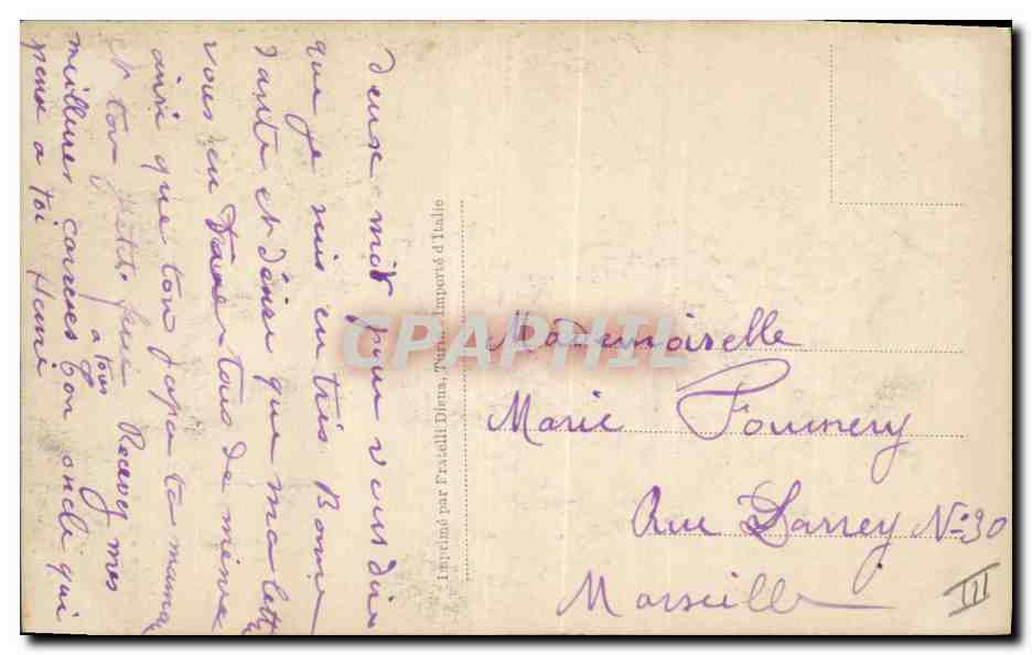 CPA Militaria General C de Castelnau Ange  — Verso