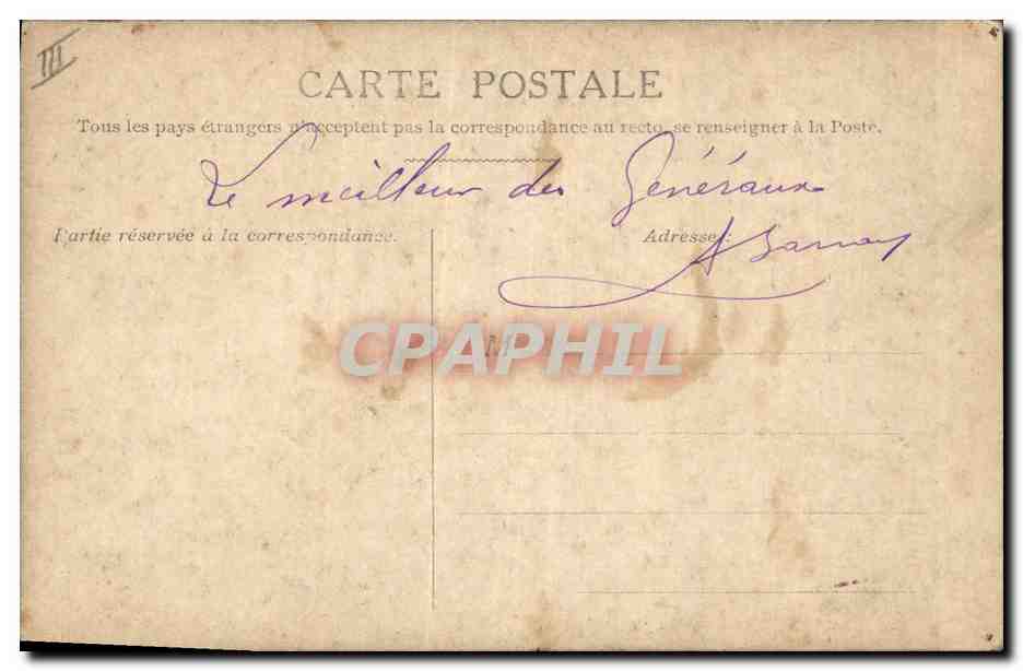 CPA Militaria Le general Sarrail  — Verso