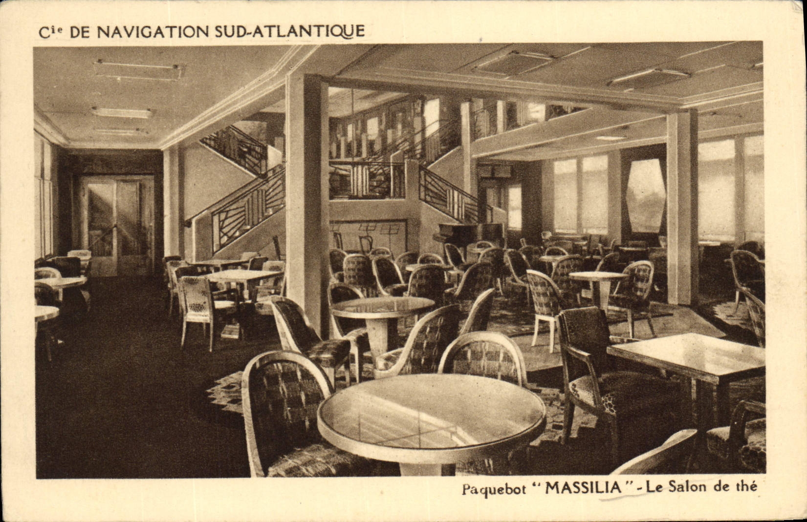 Paquebot "MASSILIA" — Le Salon de thé — Cie de Navigation Sud-Atlantique