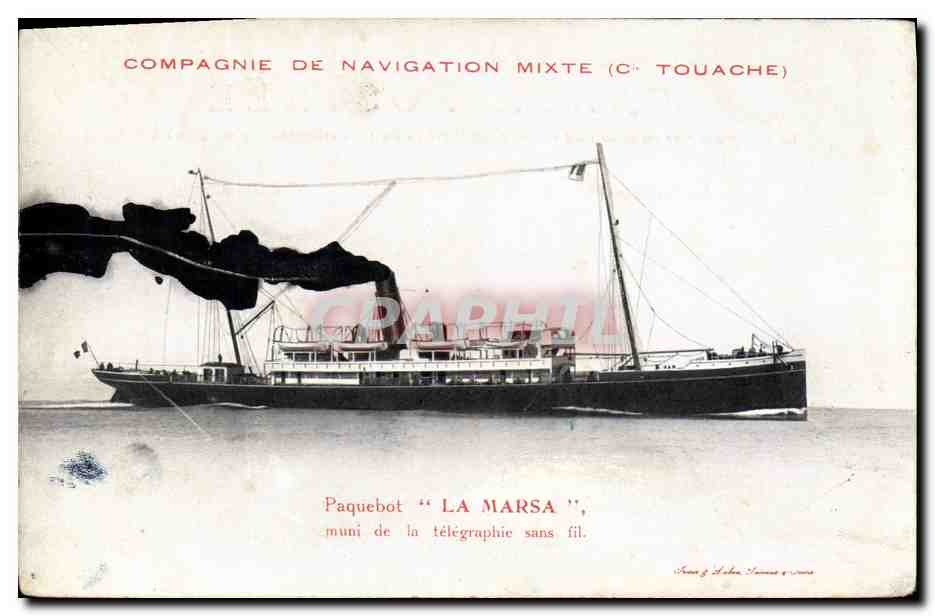 CPA Bateau Compagnie de Navigation Mixte Cie Touache La Marsa 