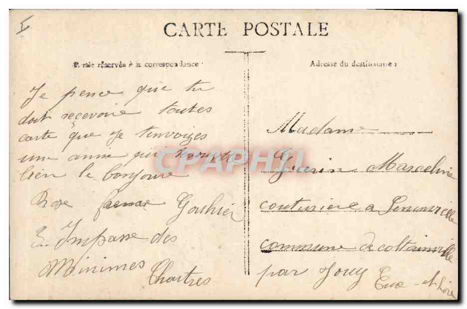 Mujer con ramo de flores — bajo una campana decorada con 'Felices Pascuas' — editor Pauline, n° 538 — Reverso