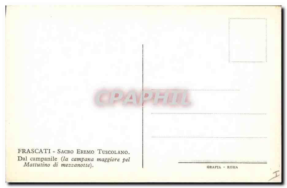 CPA Cloche Frascati Sacro Eremo Tuscolano Dal Campanile  — Verso