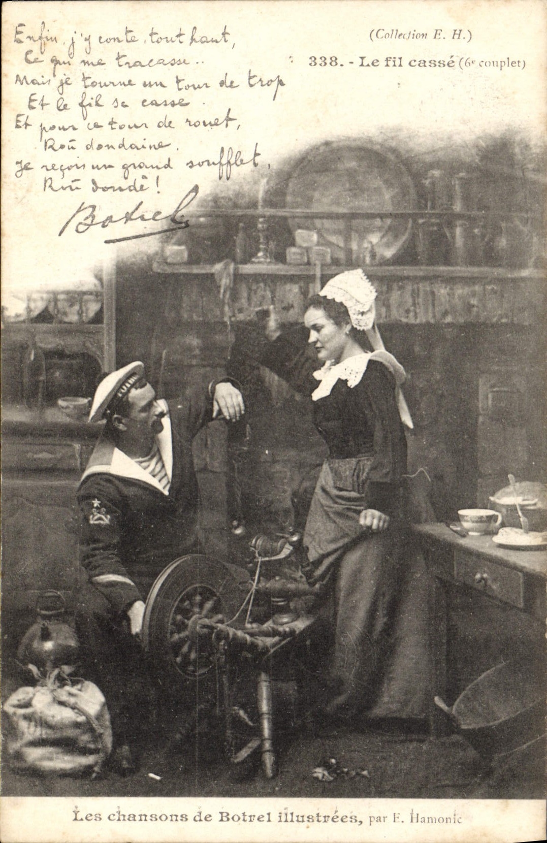 CPA Folklore Botrel Les chansons de Botrel illustrees Le fil casse Marin 