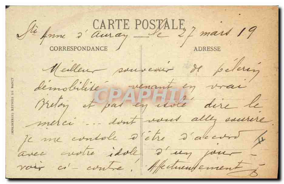 CPA Folklore Theodore Botrel Le barde populaire breton ne a Dinan  — Verso