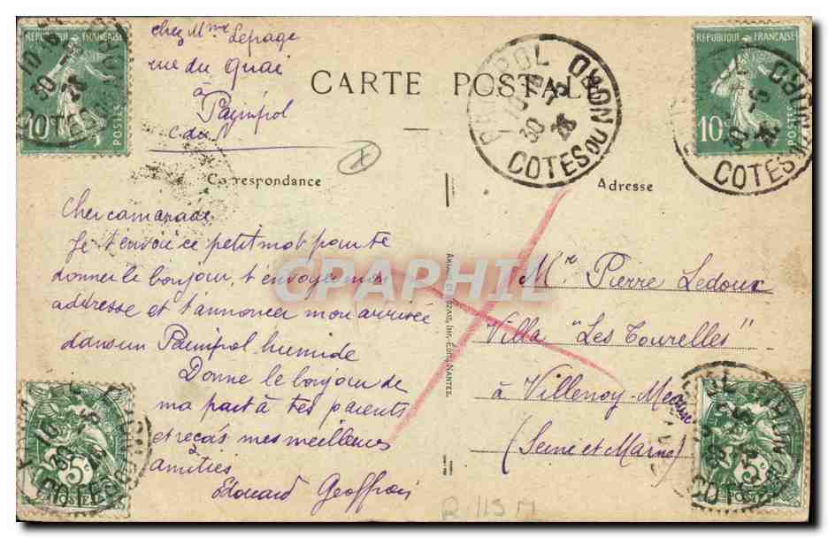 CPA Folklore Autour des Lits clos bretons Encore un baiser  — Rückseite
