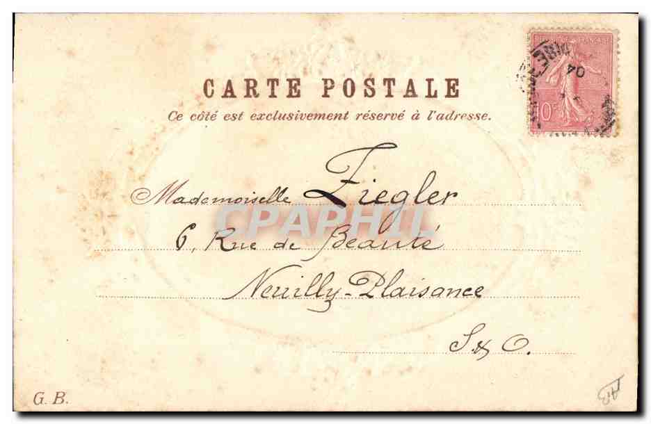 Femme en robe antique avec cygnes — éditeur G.B. n°5 — Verso