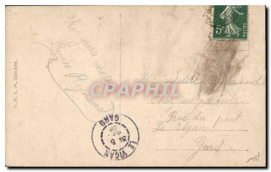 Fee — Kind mit farbigen Flügeln — Verlag: Réunion Française, Nr. 308891 — Rückseite