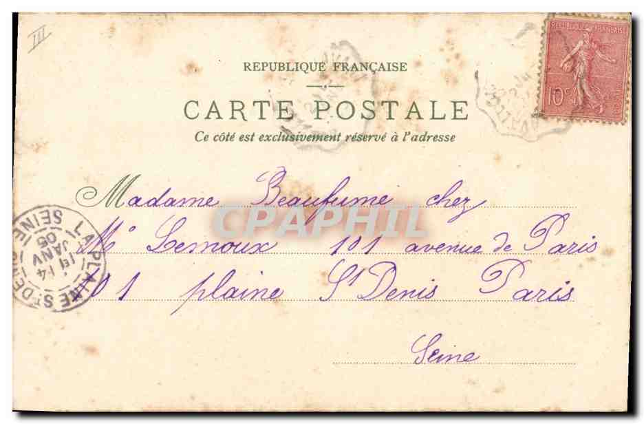 Deux oiseaux — paysage avec église — éditeur non visible — Verso