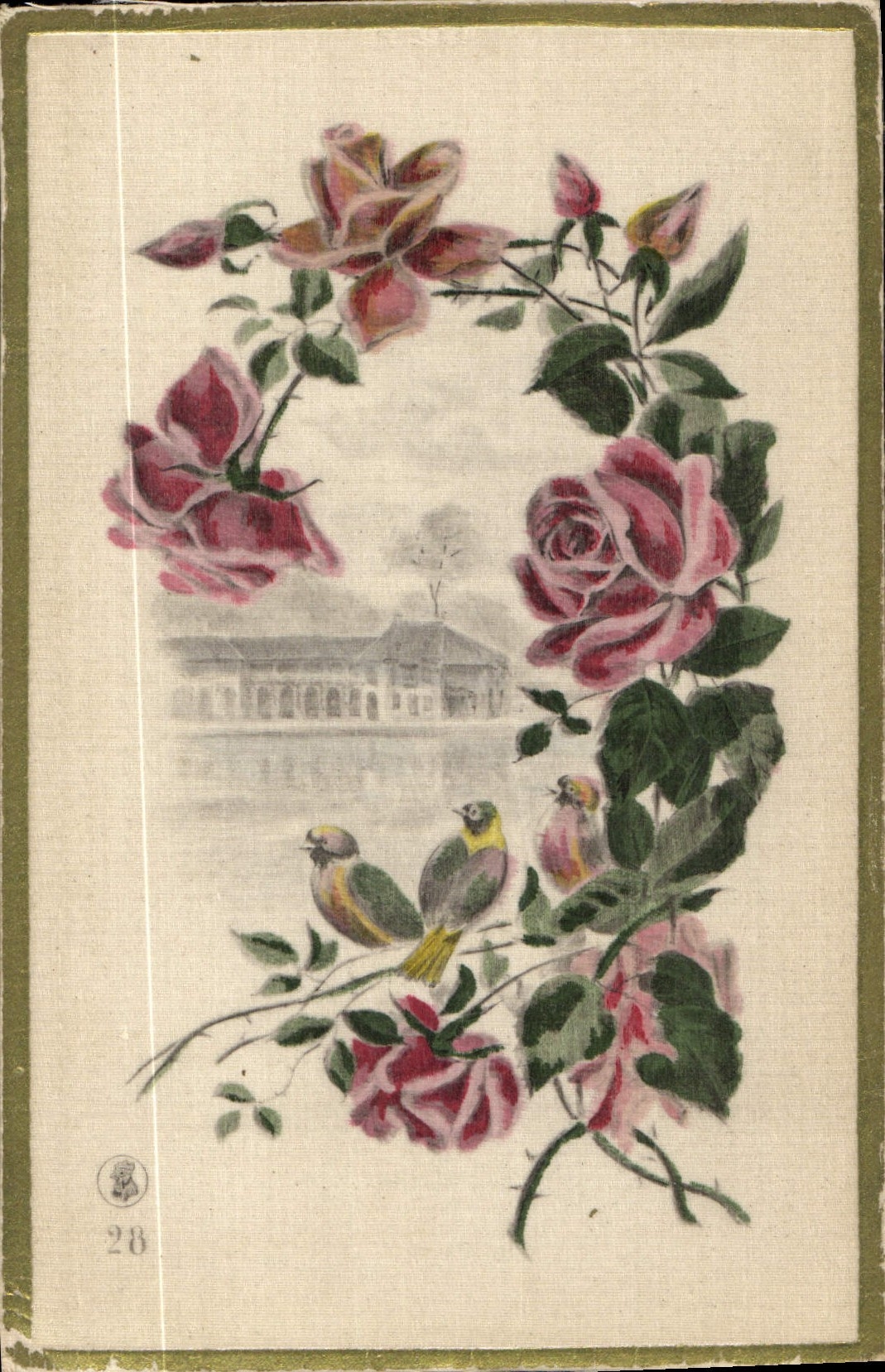 Rozen en vogels — uitzicht op Lyon — onbekende uitgever, n° 28