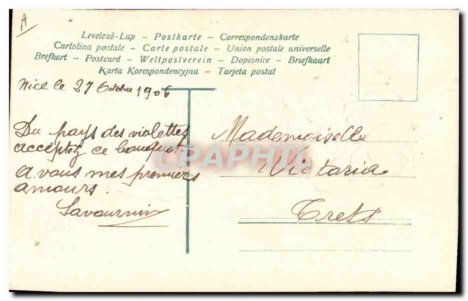Bouquet de violettes — Doux Souvenir — éditeur non visible — Rückseite
