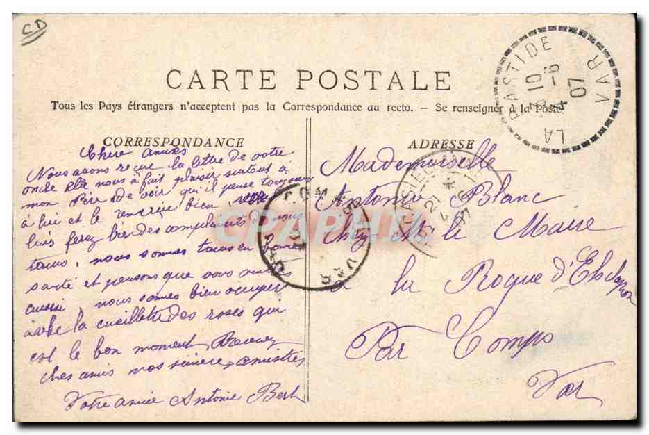 CPA Cueillette des roses Cote d'Azur  — Rückseite